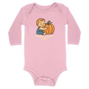 Pumpkin Patch Pro themed Long Sleeve Bodysuits - 12M, Pink product image 1