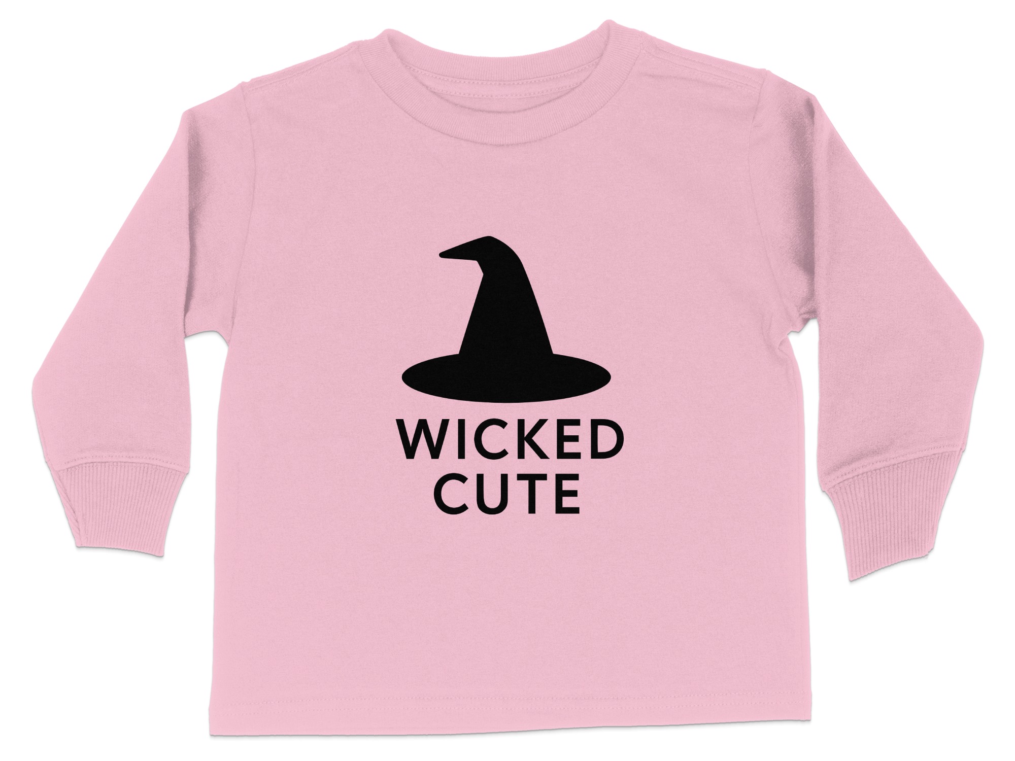 Wicked Cute Witch Hat Graphic Long Sleeve T-Shirts - 5-6T, Pink product image 1