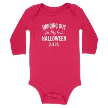 Hanging Out for My First Halloween 2025 Long Sleeve Bodysuits - 12M, Red product image 1