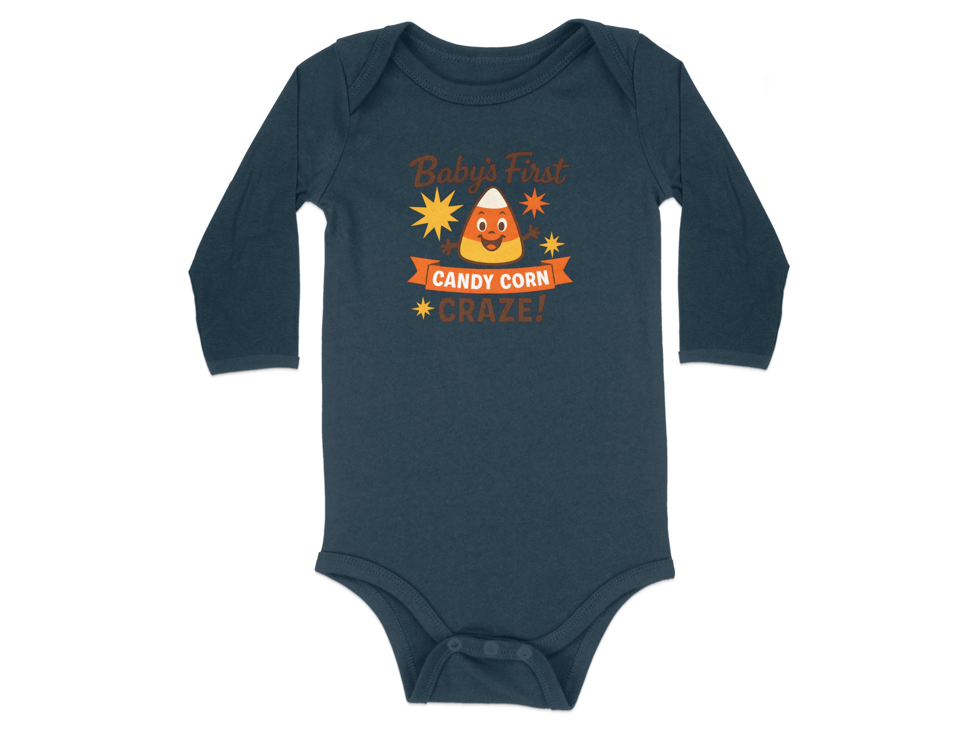 Baby's First Candy Corn Craze Long Sleeve Bodysuits - 12M, Navy product image 1