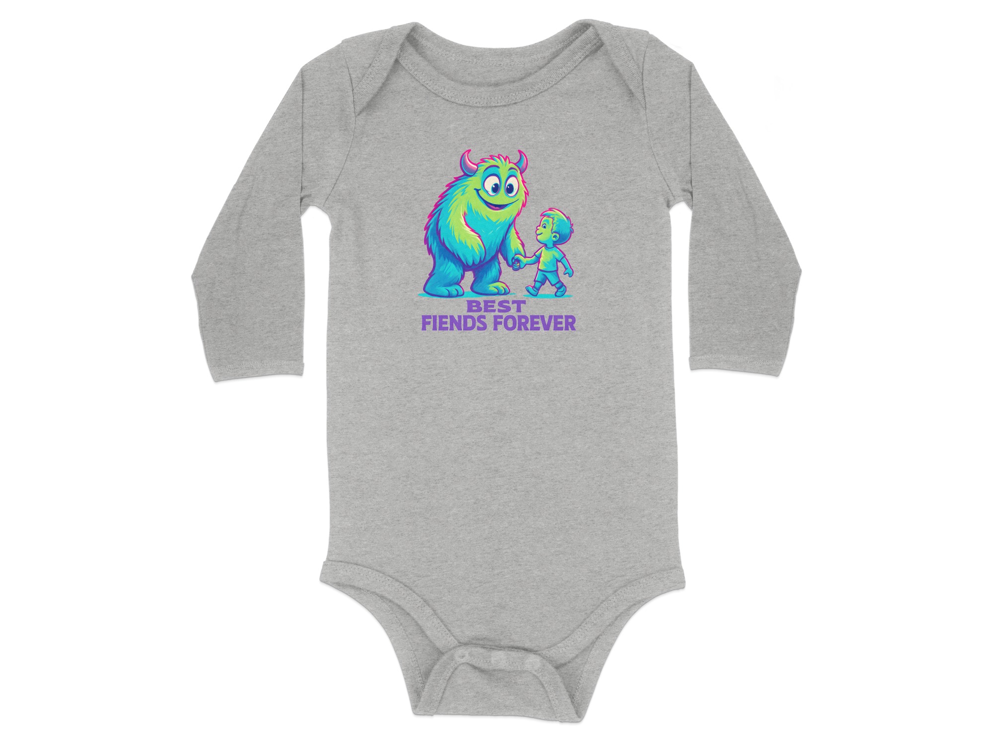 Best Fiends Forever Long Sleeve Bodysuits - 12M, Heather product image 1