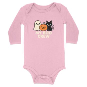 My Boo Crew Halloween Ghost Cat Pumpkin Long Sleeve Bodysuits - 12M, Pink product image 1