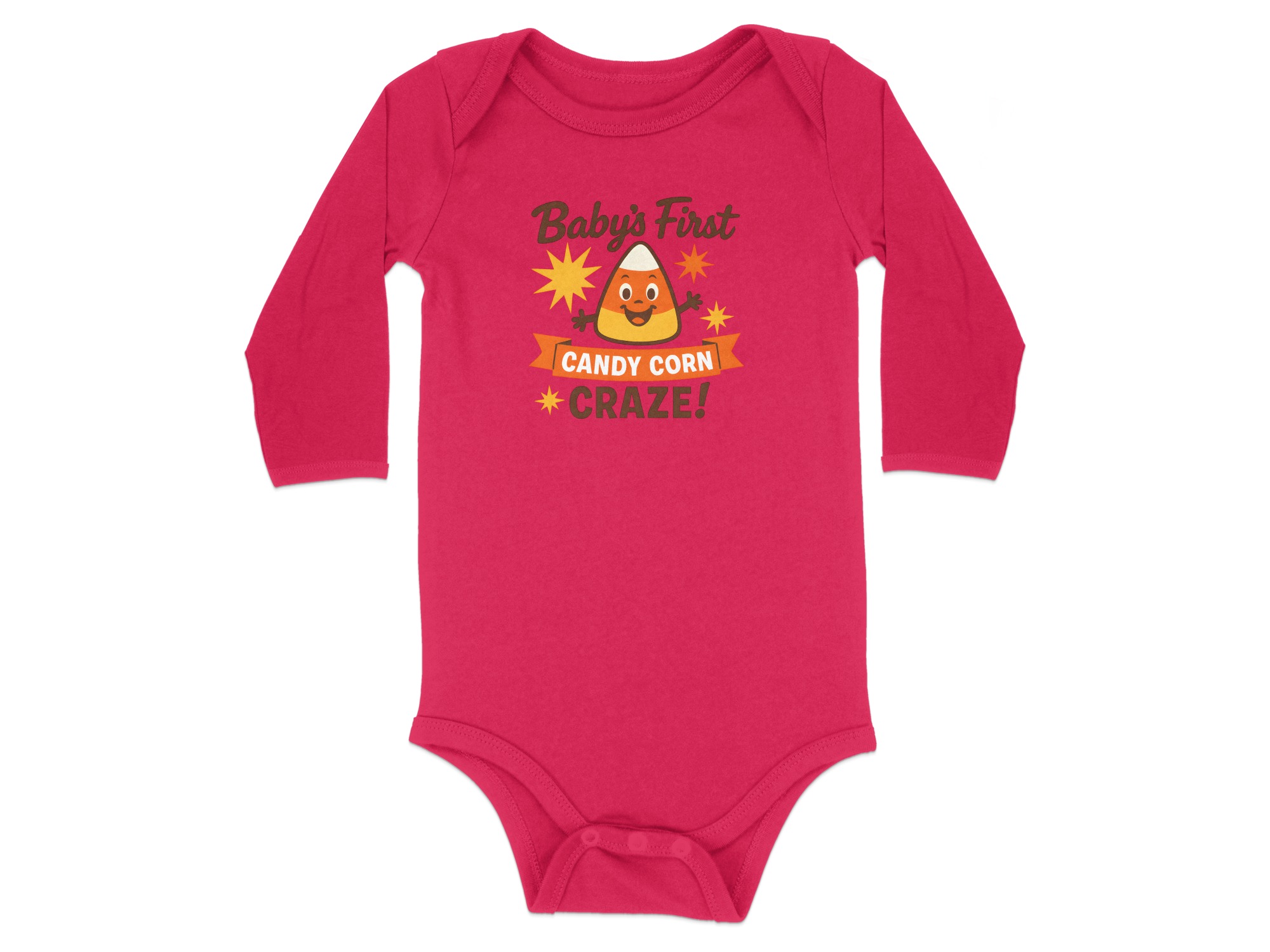 Baby's First Candy Corn Craze Long Sleeve Bodysuits - 12M, Red product image 1
