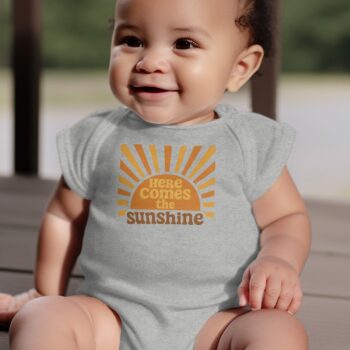 Here Comes The Sunshine Baby Bodysuits Onesie - 12M, Heather product image 1