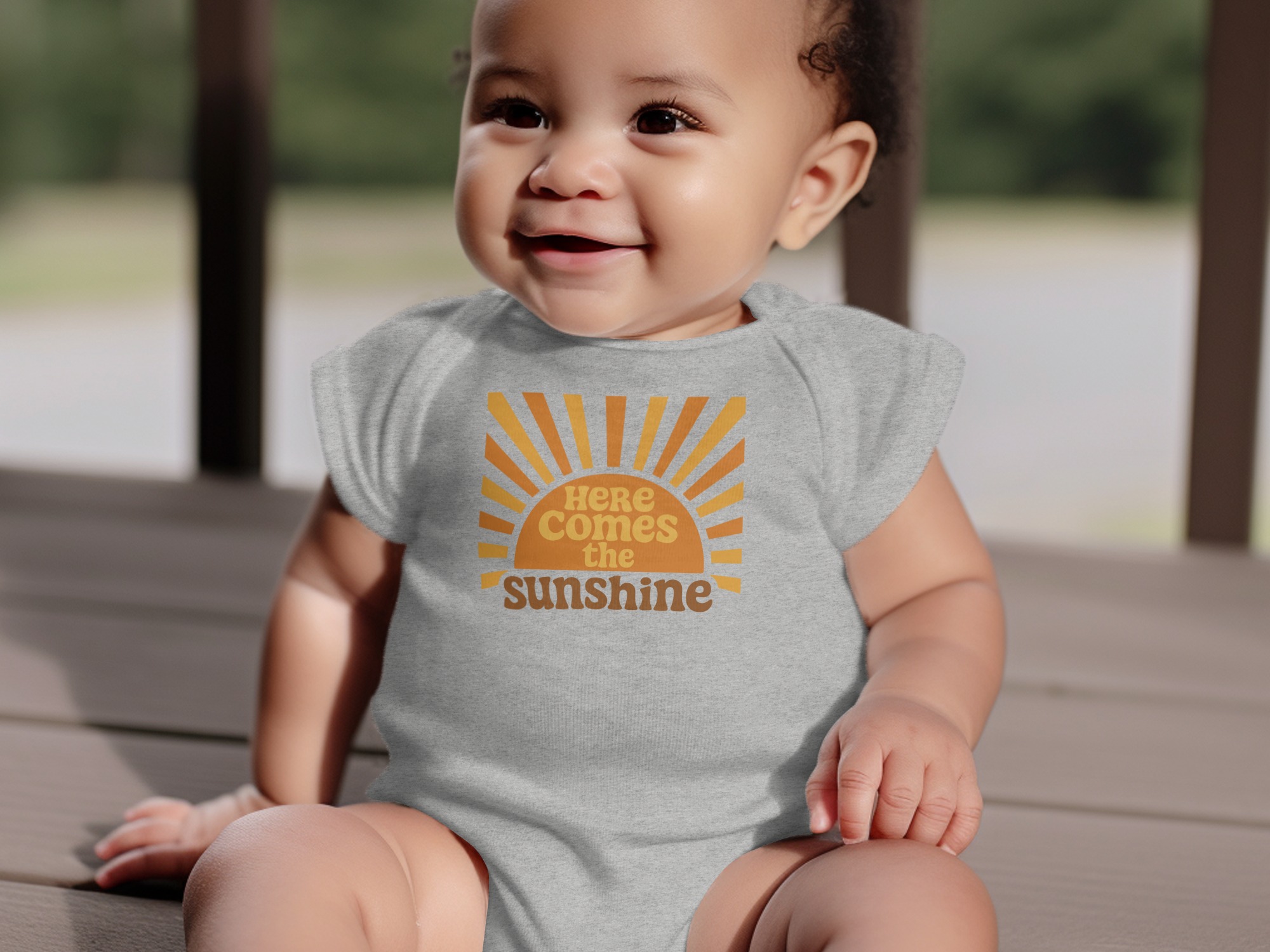 Here Comes The Sunshine Baby Bodysuits Onesie - 12M, Heather product image 1