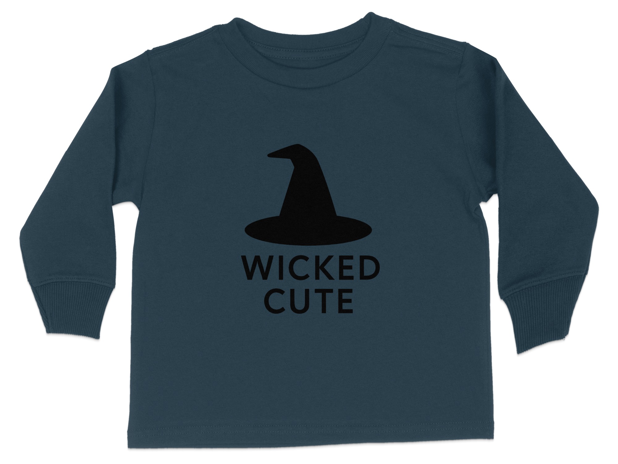 Wicked Cute Witch Hat Graphic Long Sleeve T-Shirts - 5-6T, Navy product image 1