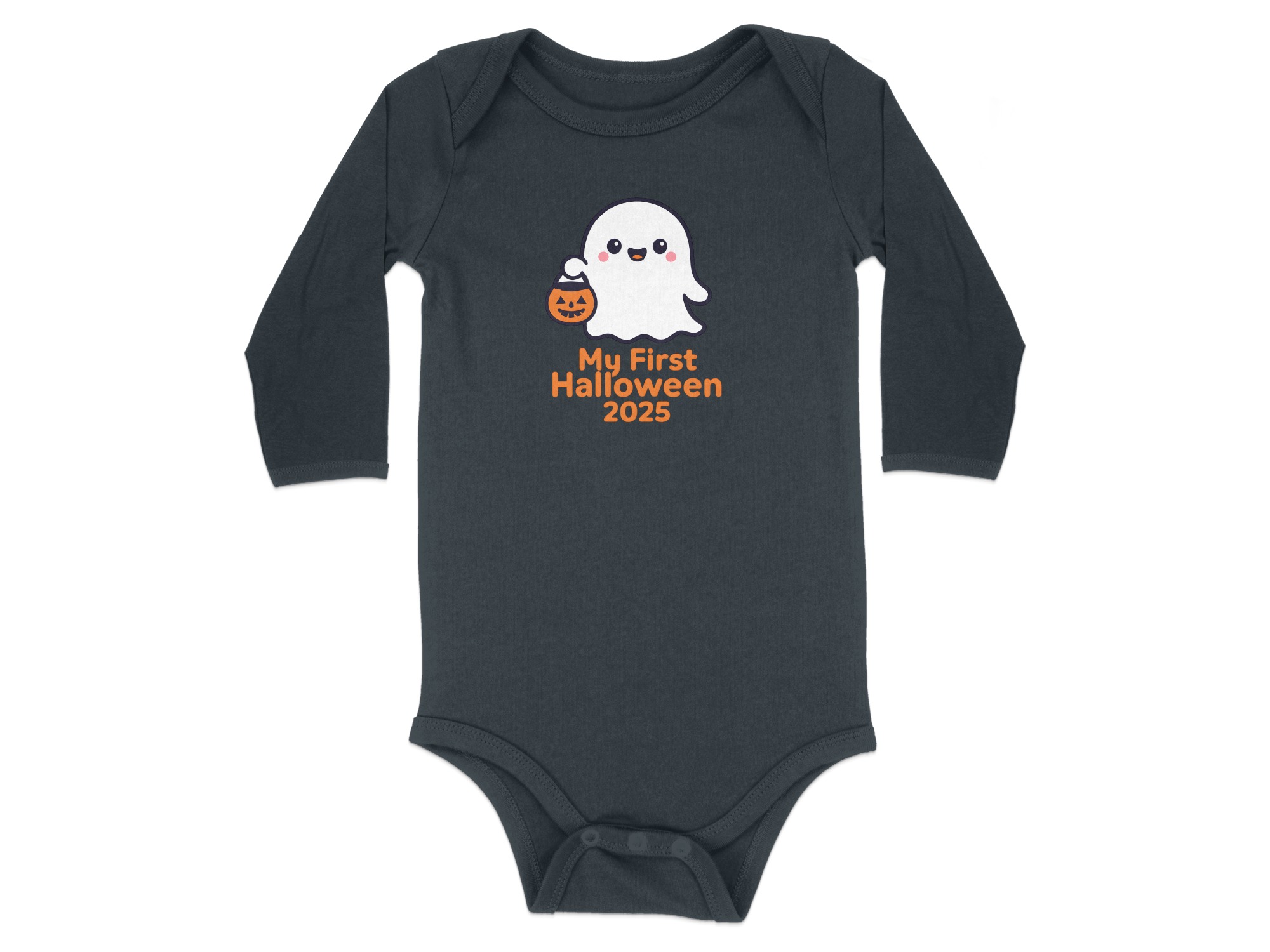 My First Halloween 2025 Long Sleeve Bodysuits - 12M, Black product image 1