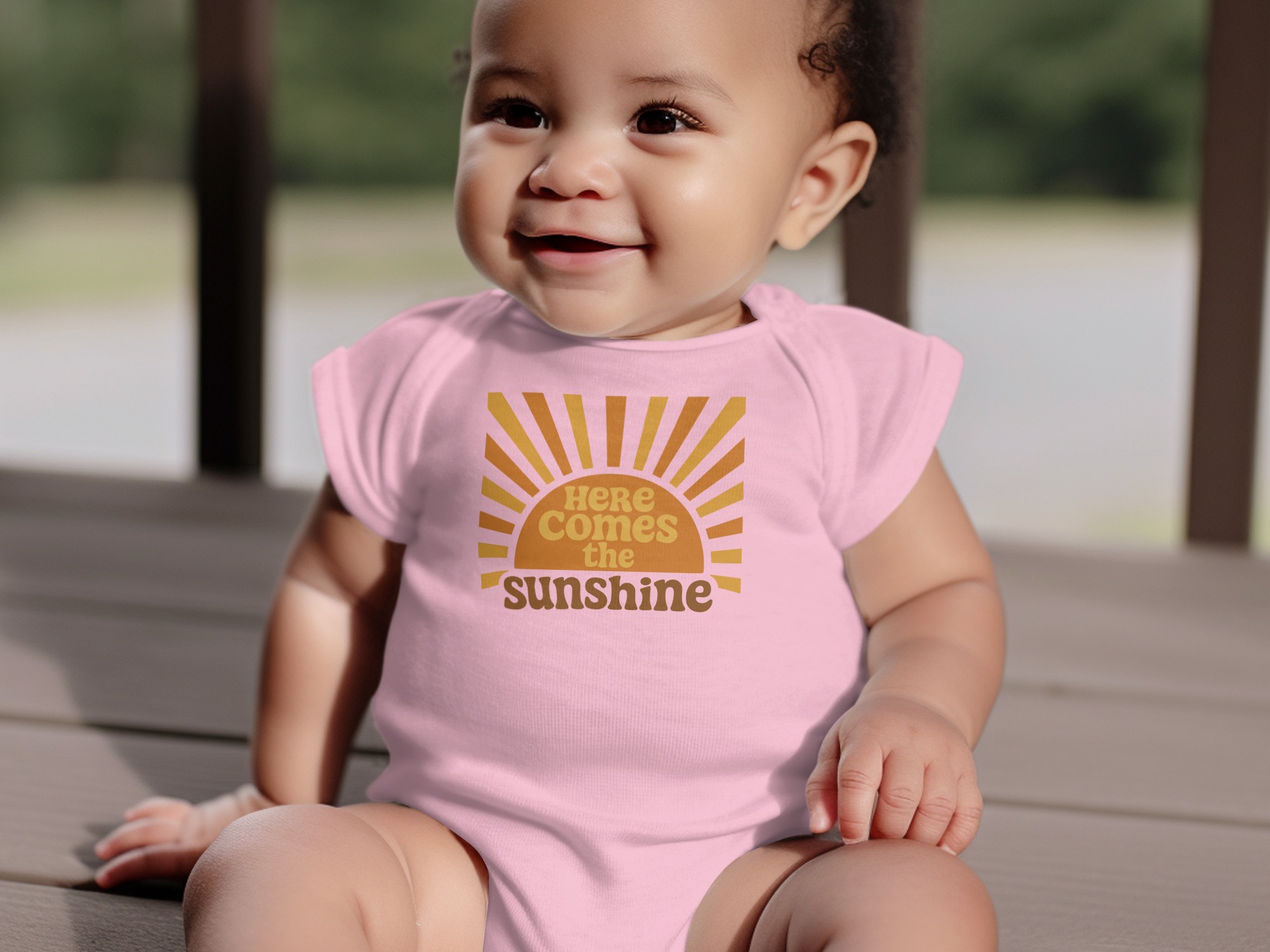 Here Comes The Sunshine Baby Bodysuits Onesie - 12M, Pink product image 1