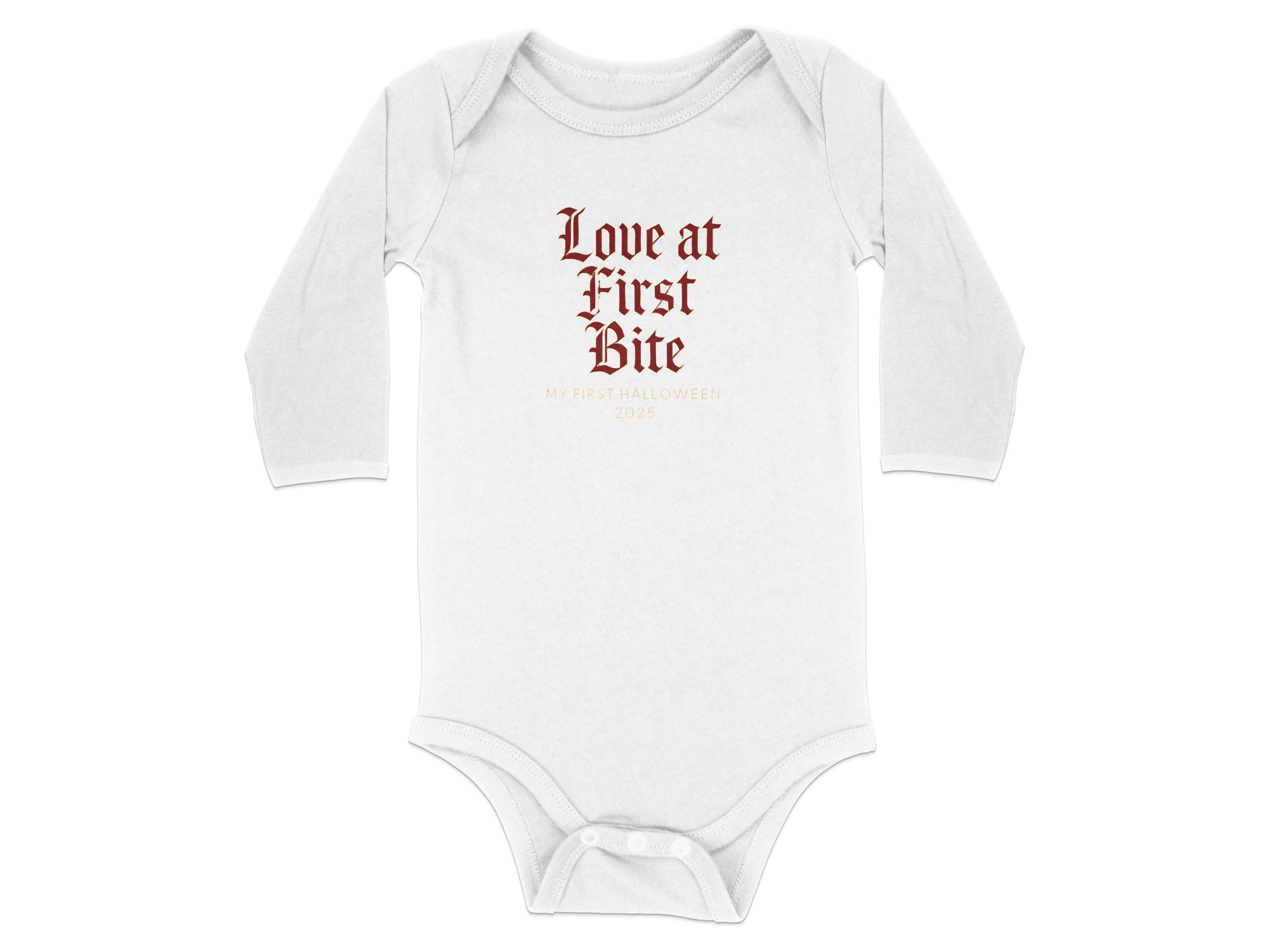 Love at First Bite My First Halloween 2025 Long Sleeve Bodysuits - 12M, White product image 1