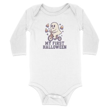 My First Halloween Ghost Tricycle Long Sleeve Bodysuits - 12M, White product image 1