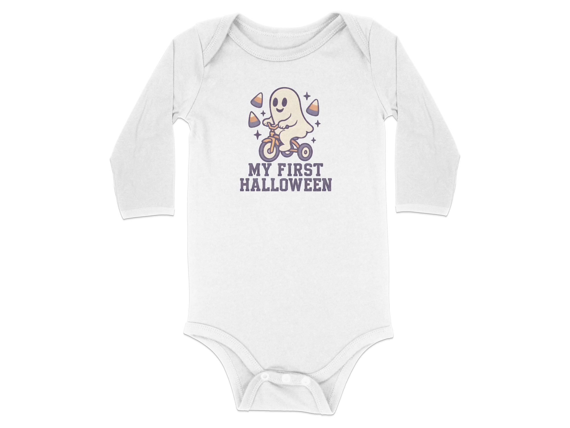 My First Halloween Ghost Tricycle Long Sleeve Bodysuits - 12M, White product image 1
