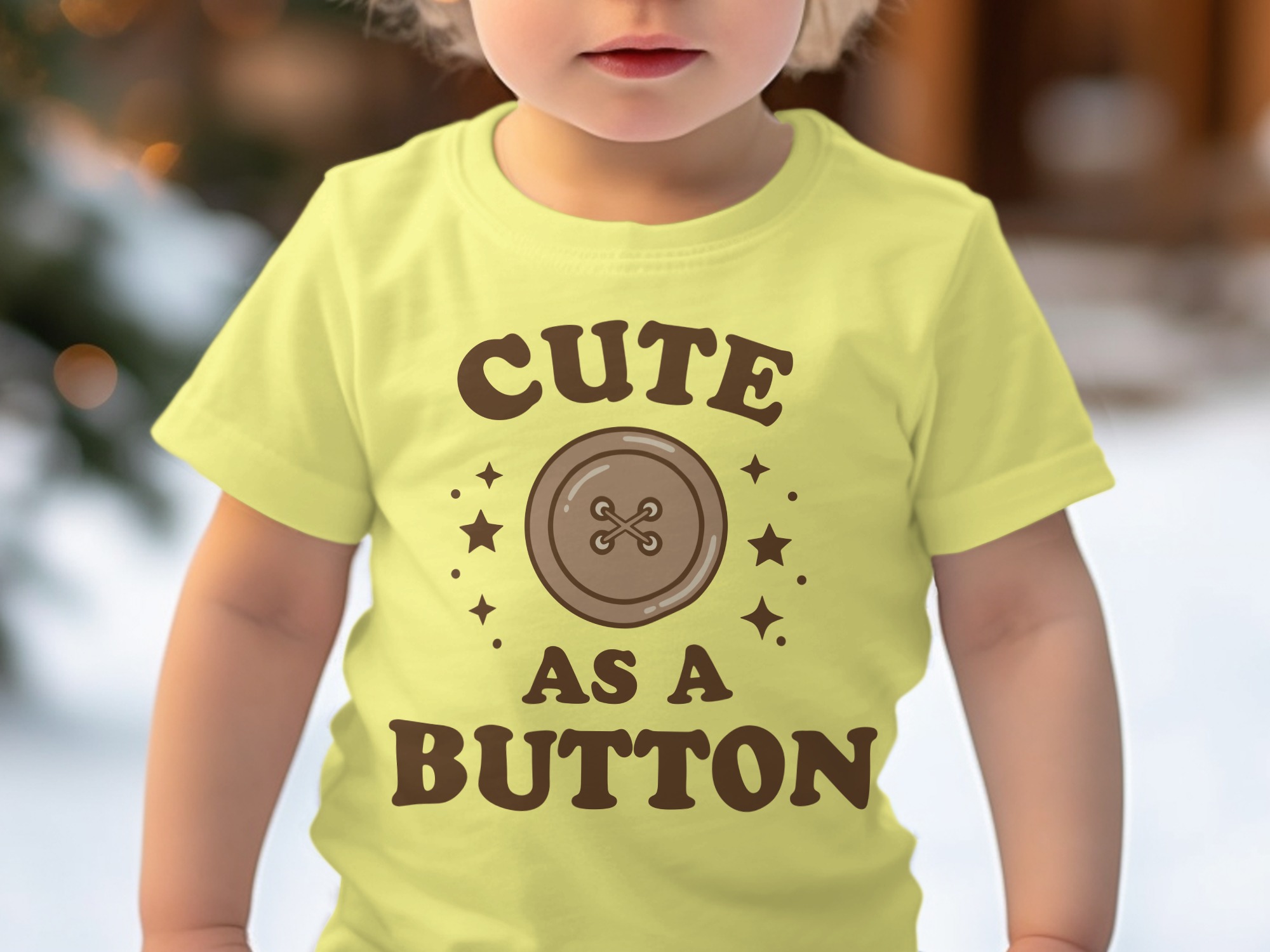 Cute As A Button Baby T-Shirt - 12-18M, Yellow product image 1