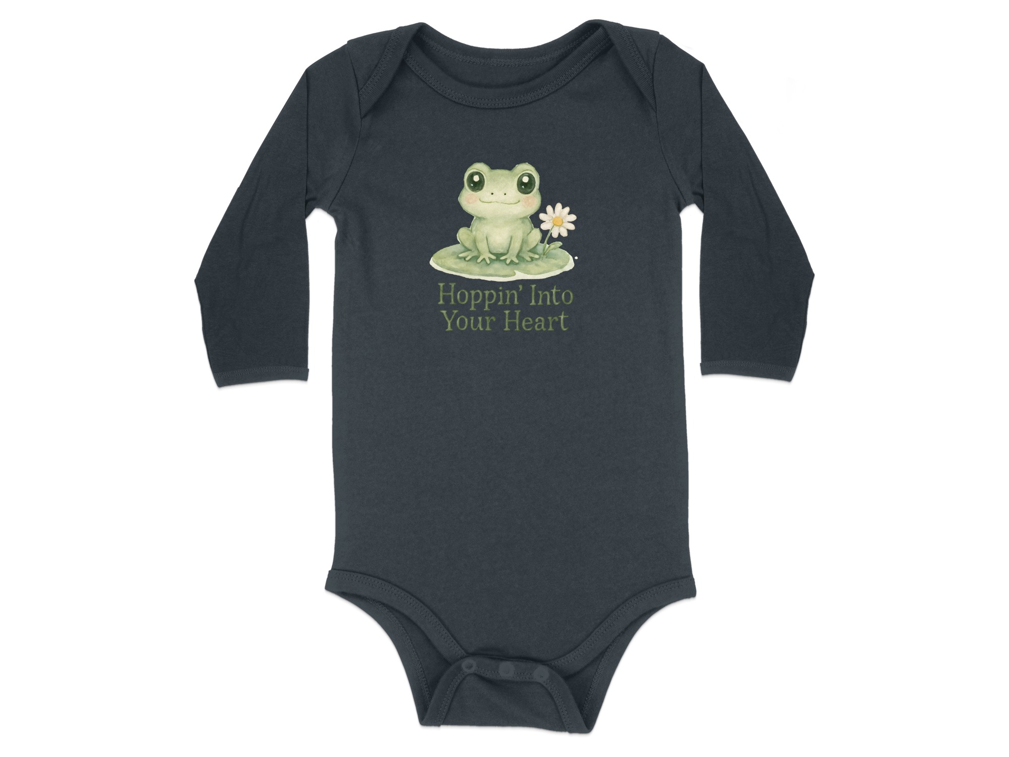Hoppin Into Your Heart Frog Illustration Art Design Short and Long Sleeve Body Suit NB to 24M - Image 13