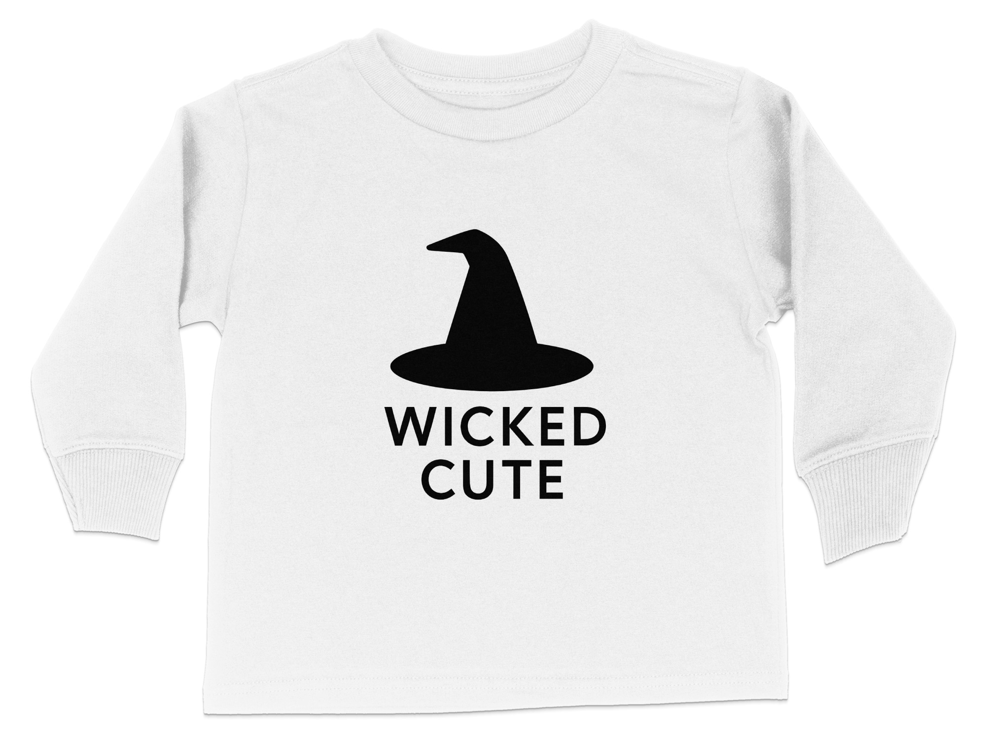 Wicked Cute Witch Hat Graphic Long Sleeve T-Shirts - 5-6T, White product image 1