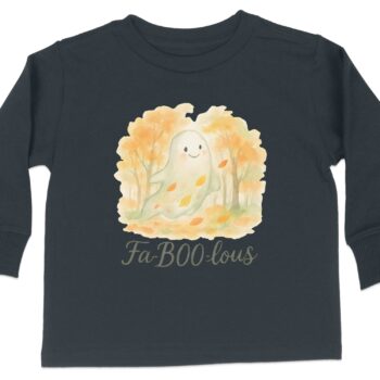 Fa-BOO-lous Ghost Autumn Scene Long Sleeve T-Shirts - 5-6T, Black product image 1