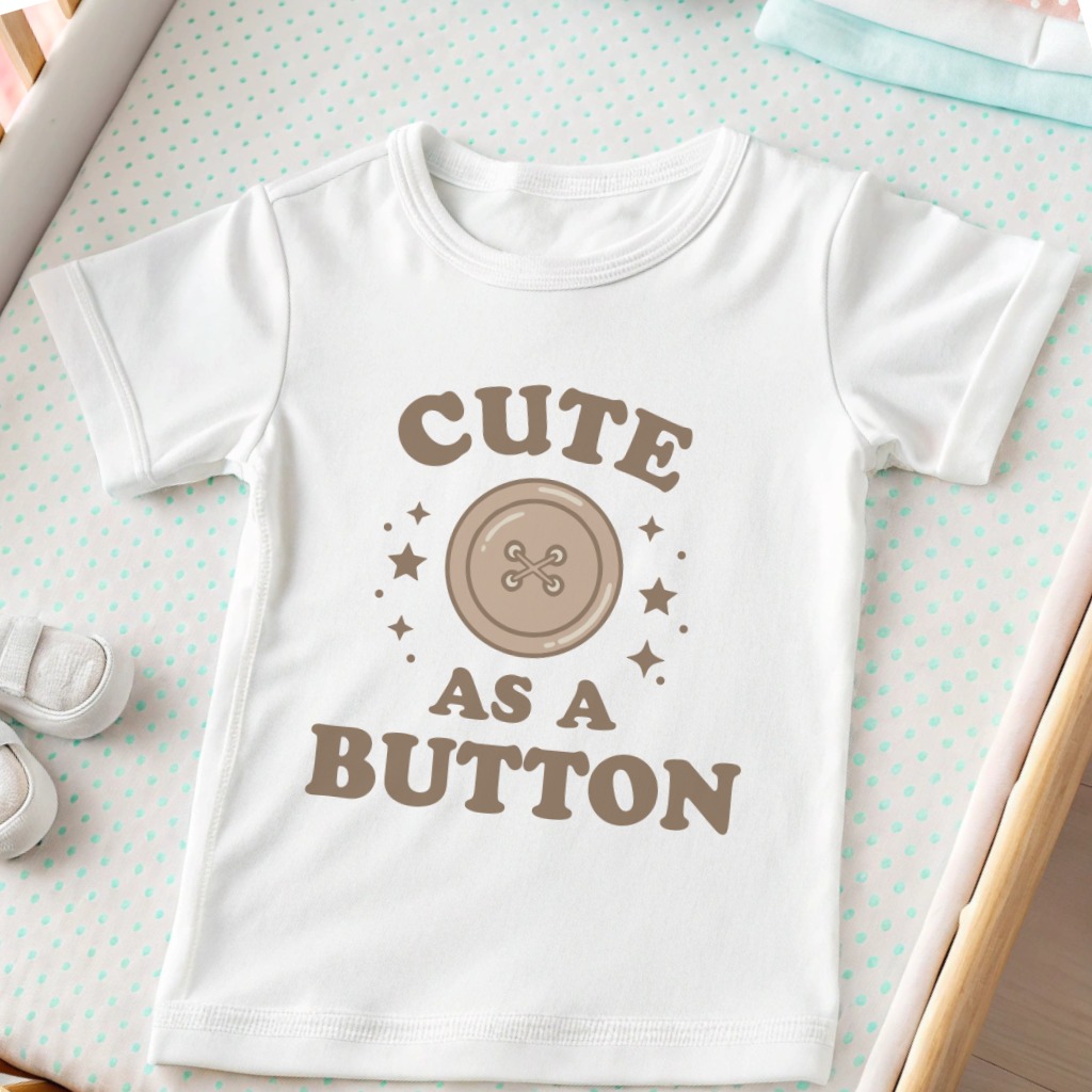 Cute As A Button Baby T-Shirt - 12-18M, White product image 1