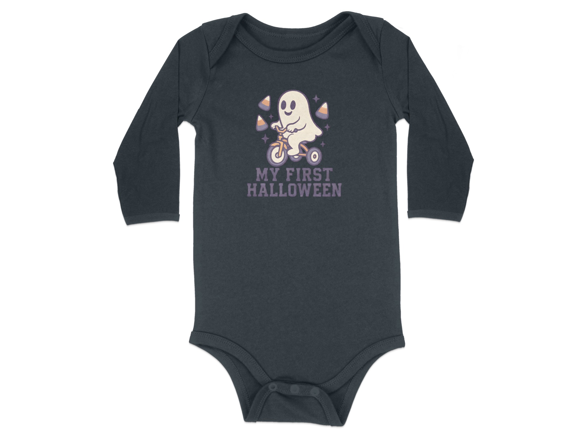 My First Halloween Ghost Tricycle Long Sleeve Bodysuits - 6M, Black product image 1