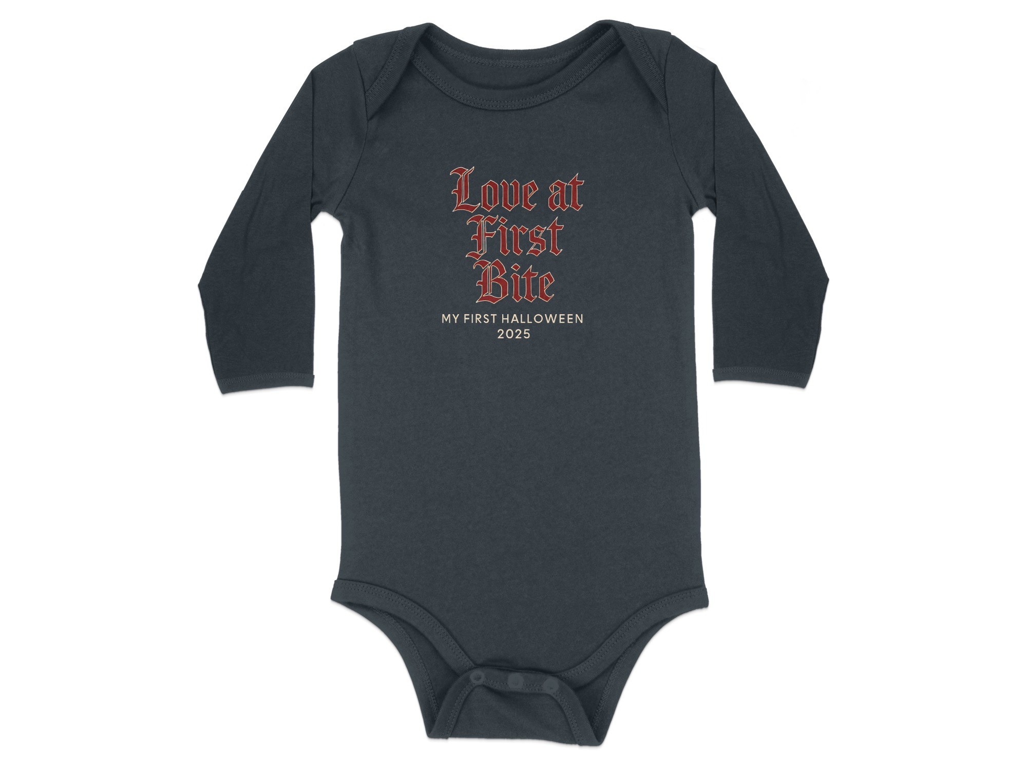 Love at First Bite My First Halloween 2025 Long Sleeve Bodysuits - 12M, Black product image 1