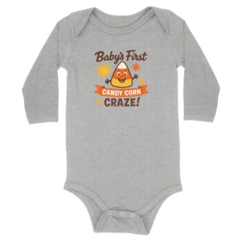 Baby's First Candy Corn Craze Long Sleeve Bodysuits - 12M, Heather product image 1