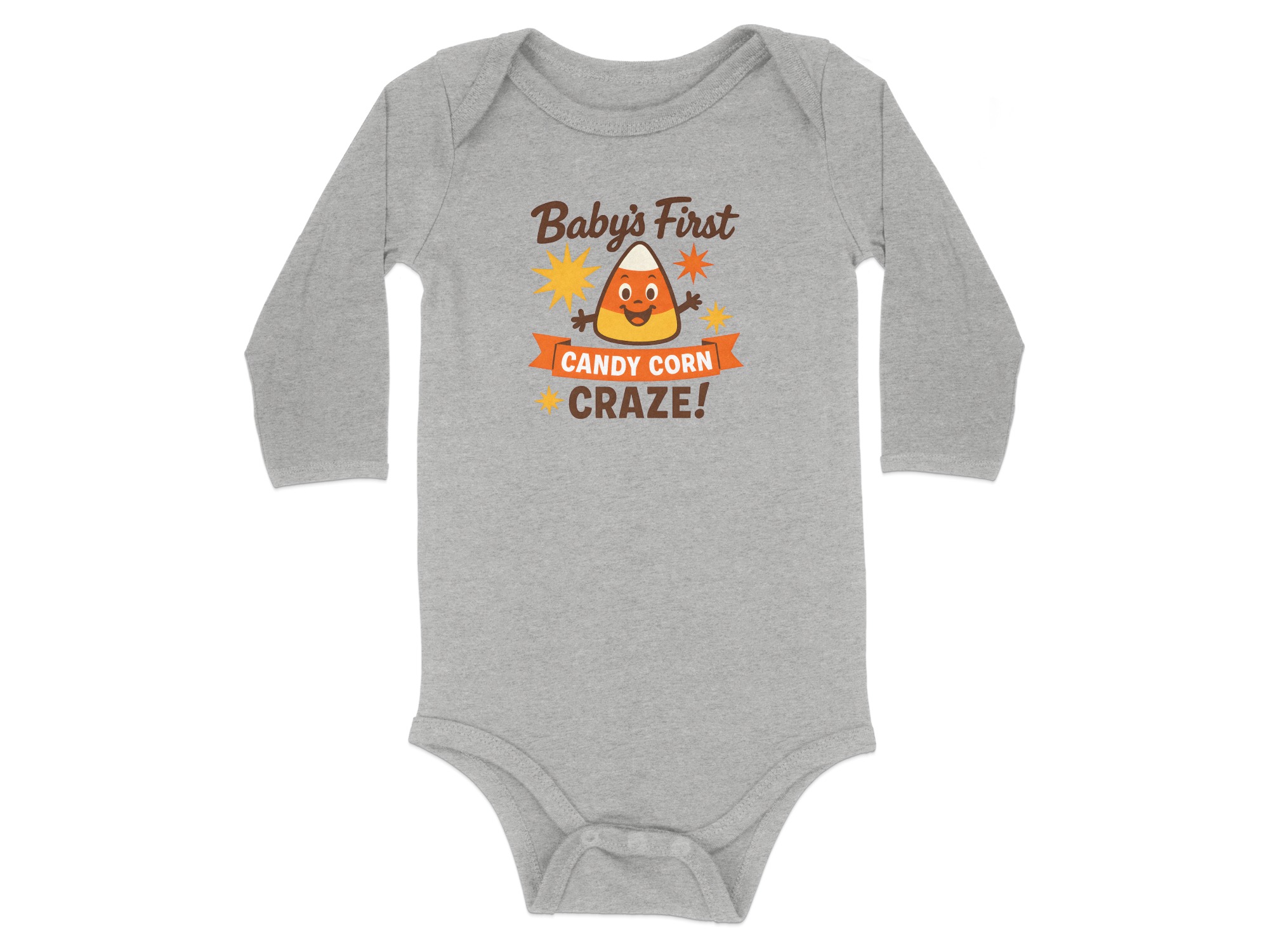 Baby's First Candy Corn Craze Long Sleeve Bodysuits - 12M, Heather product image 1