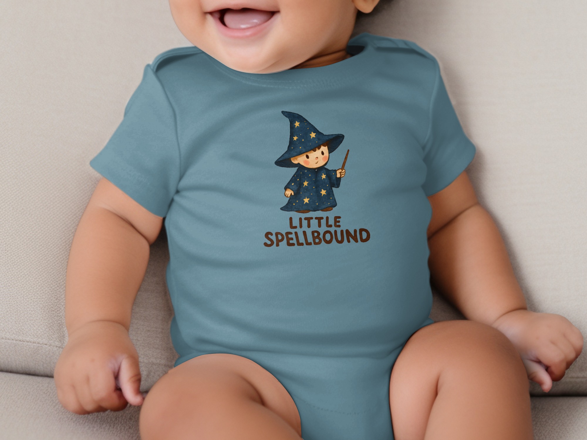 Little Spellbound Wizard Cartoon Illustration Bodysuit Short and Long Sleeve Body Suit NB to 24M - Image 7