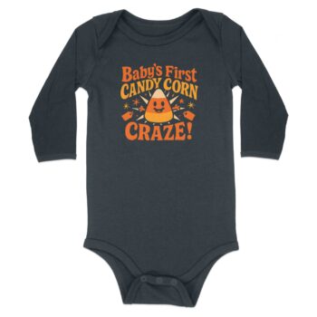 Baby's First Candy Corn Craze Long Sleeve Bodysuits - 12M, Black product image 1