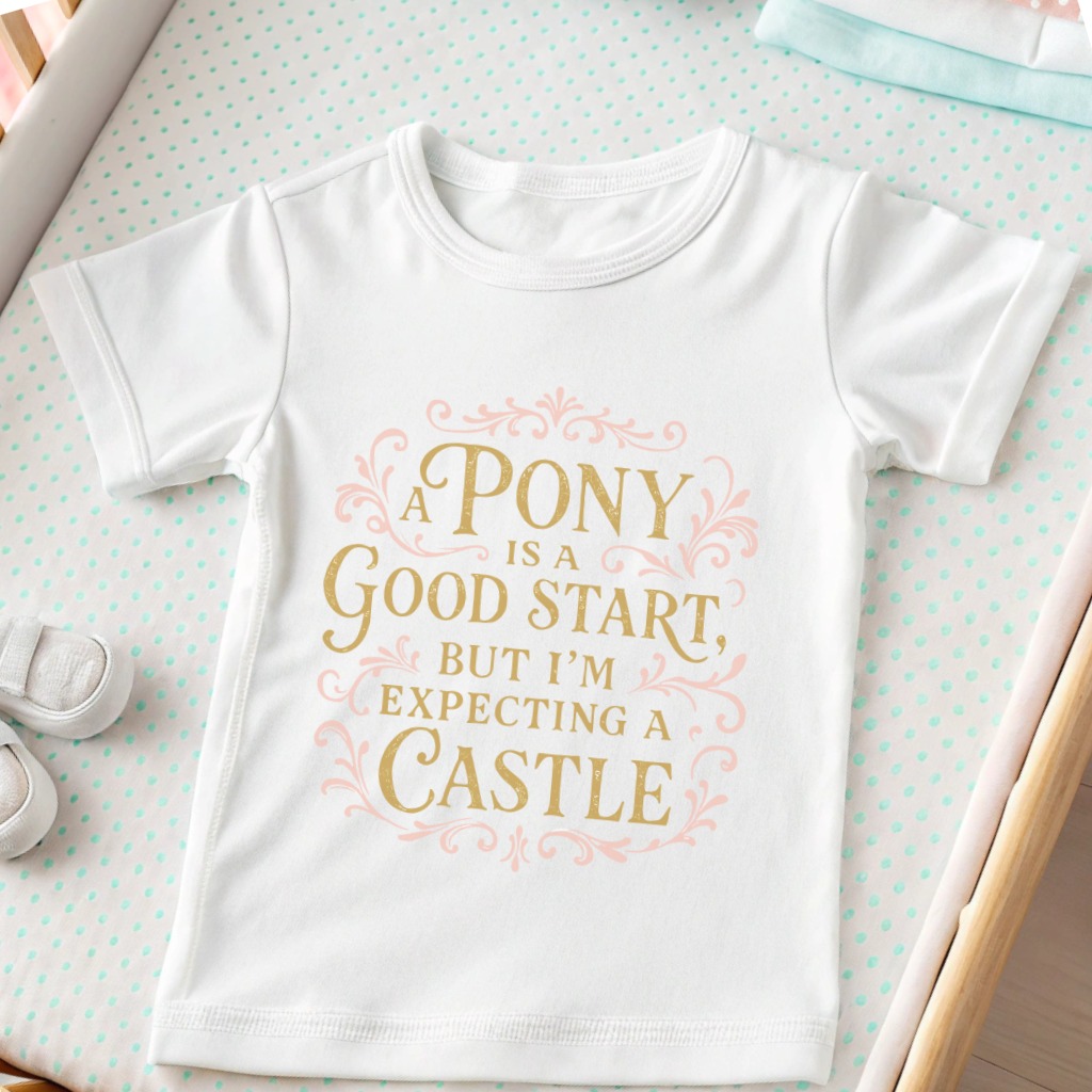 Pony & Castle Baby T-Shirt - 12-18M, White product image 1