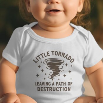 “Little Tornado Baby Bodysuits Onesie” Baby Bodysuit | Cute Cartoon Kids Shirt | Infant Onesie Sizes NB to 24M product image 1