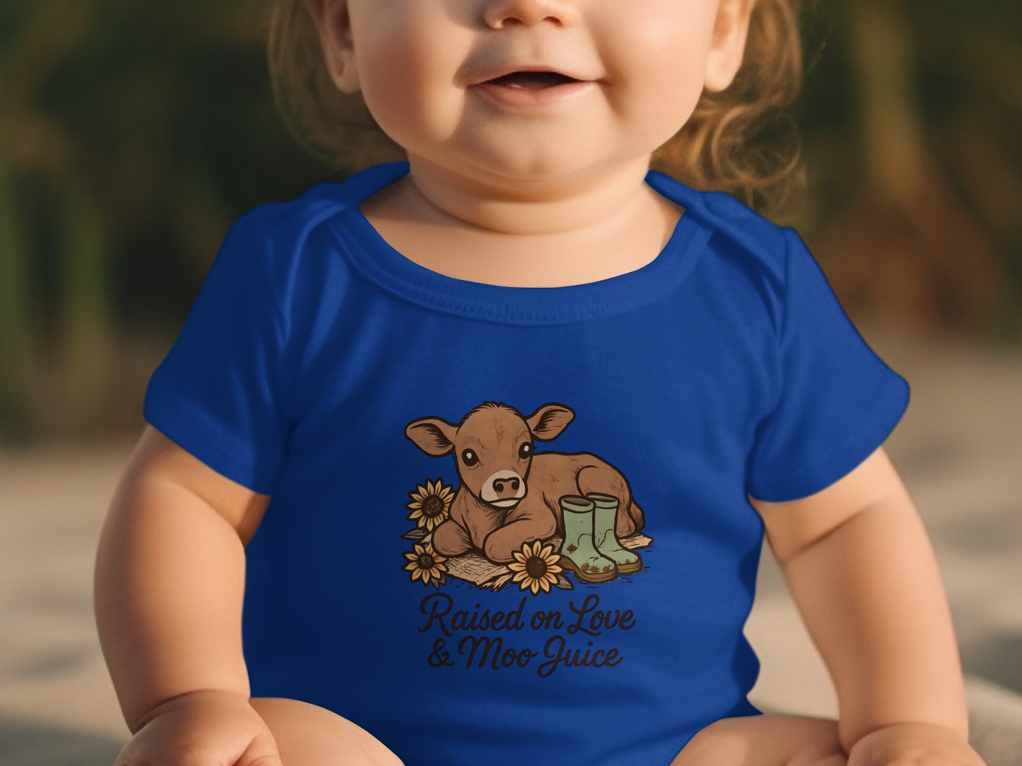 Raised on Love and Moo Juice Cute Calf Design Short and Long Sleeve Body Suit NB to 24M - Image 4