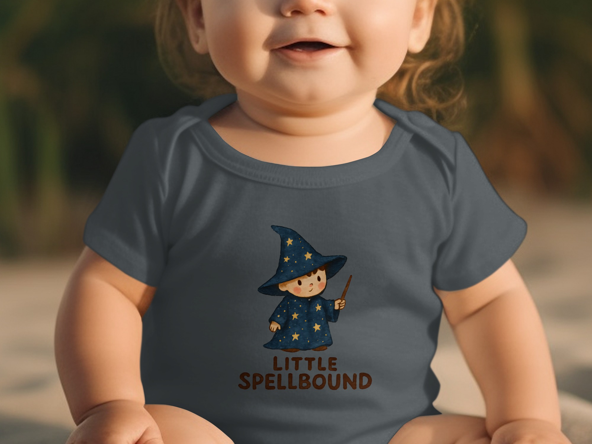 Little Spellbound Wizard Cartoon Illustration Bodysuit Short and Long Sleeve Body Suit NB to 24M - Image 4
