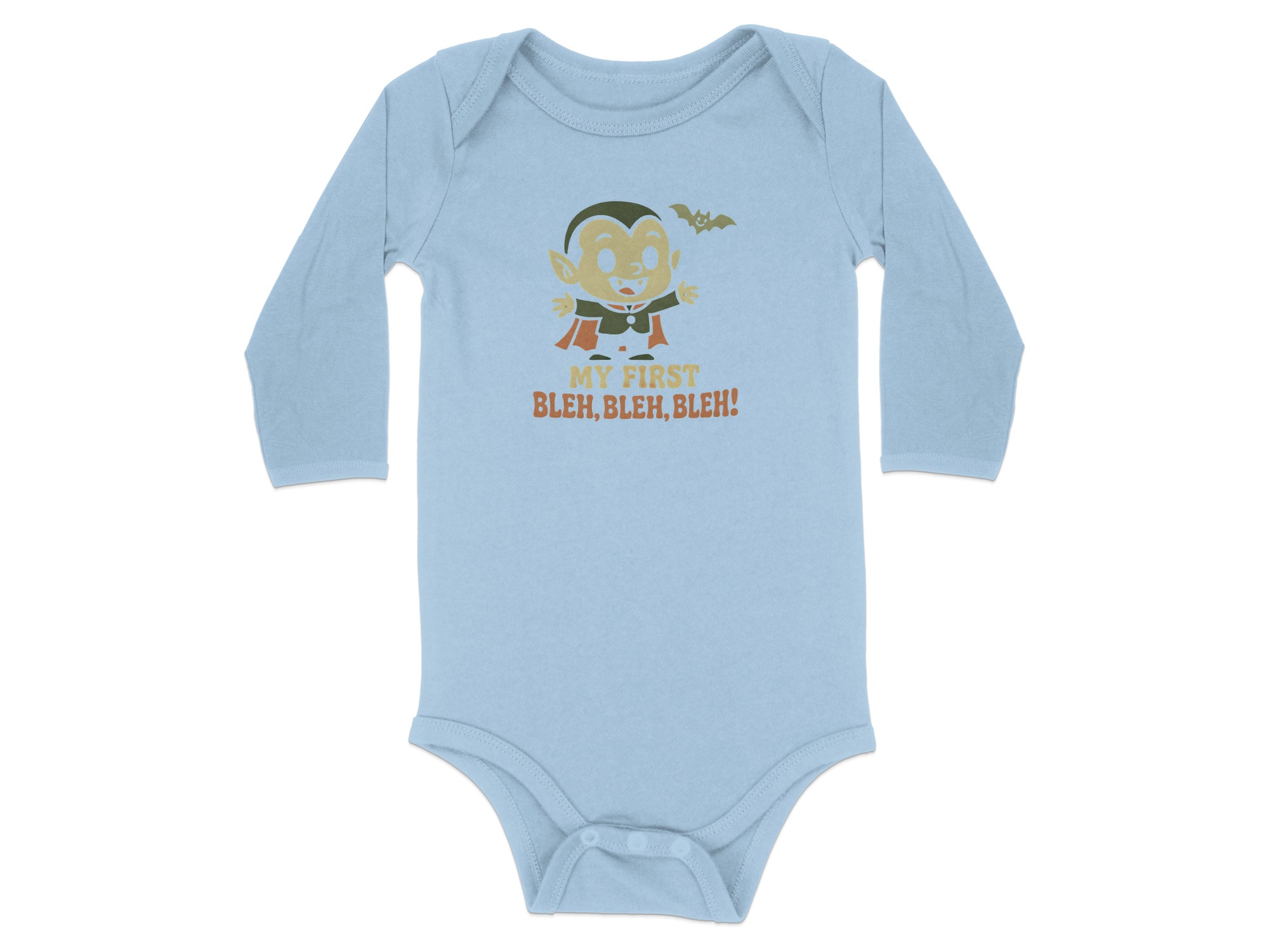 My First Bleh Bleh Bleh Halloween Long Sleeve Bodysuits - 12M, Light Blue product image 1