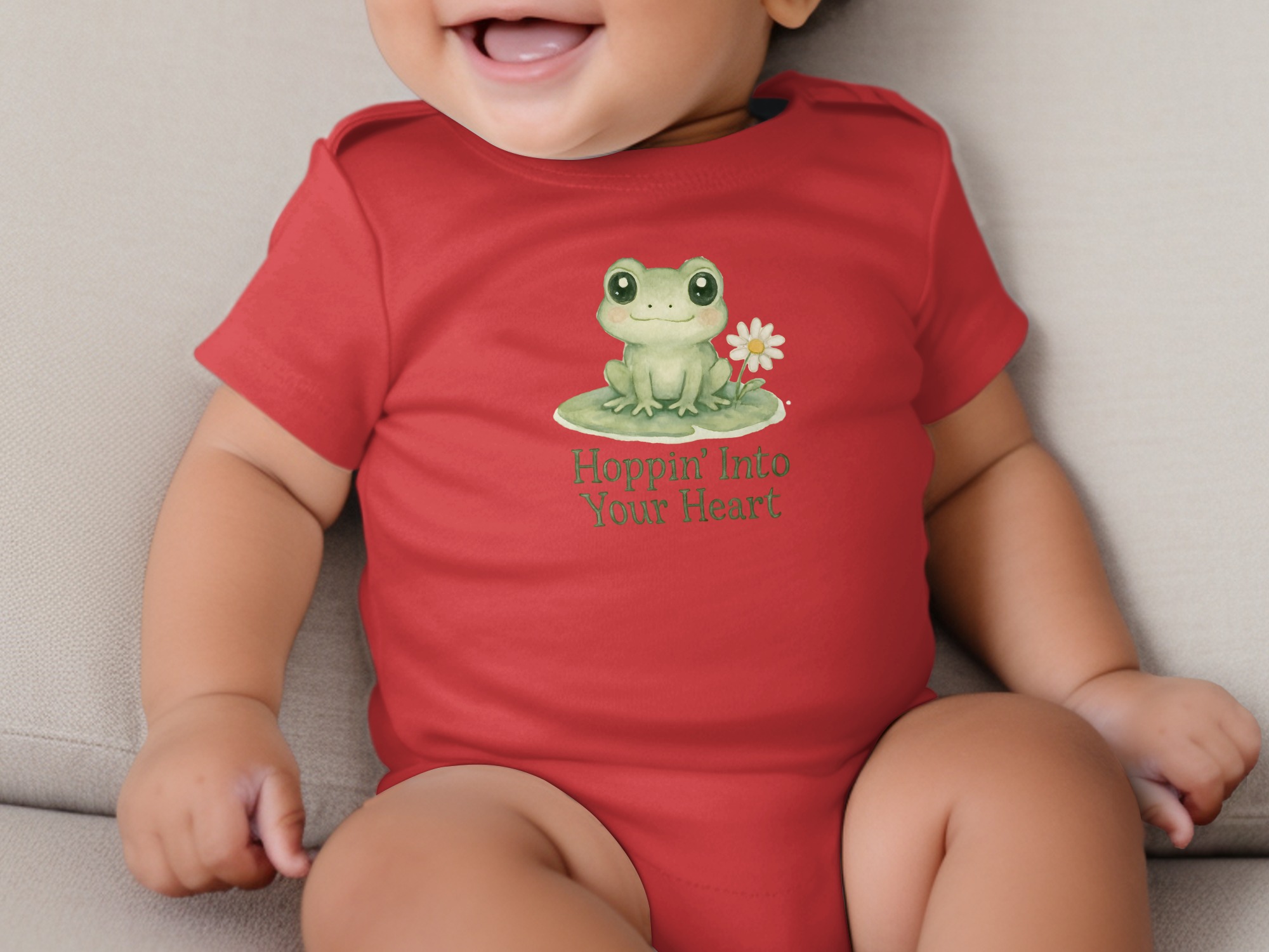 Hoppin Into Your Heart Frog Illustration Art Design Short and Long Sleeve Body Suit NB to 24M - Image 8