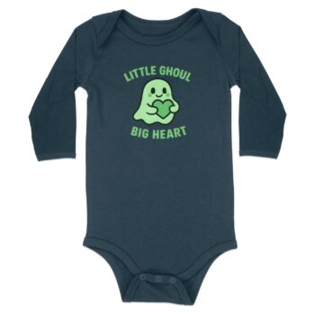 Little Ghoul Big Heart Long Sleeve Bodysuits - 12M, Navy product image 1