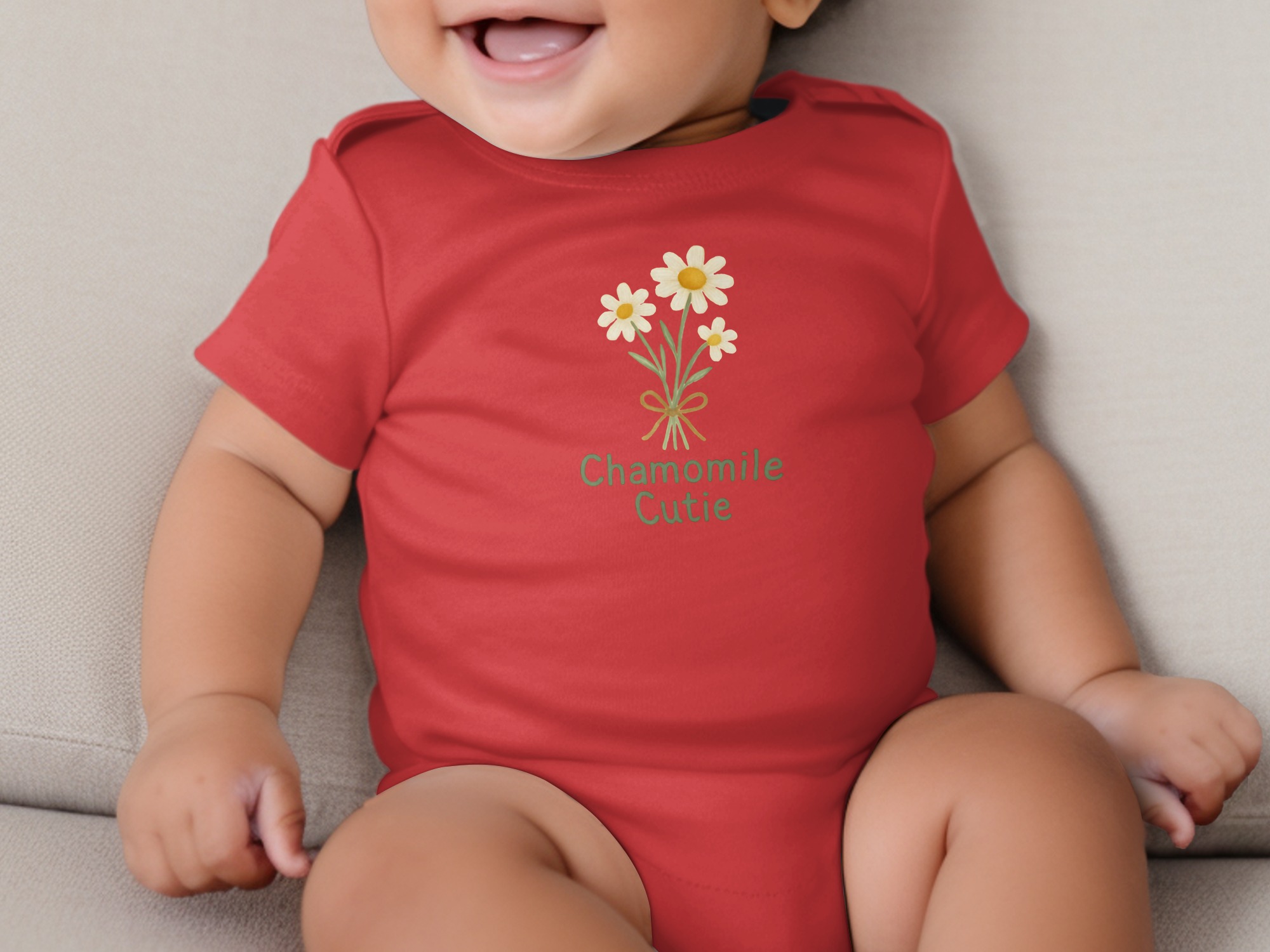 Chamomile Cutie Flowers Floral Design Short and Long Sleeve Body Suit NB to 24M - Image 8