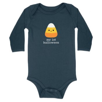 Cute Halloween Candy Corn Face Long Sleeve Bodysuits - 12M, Navy product image 1