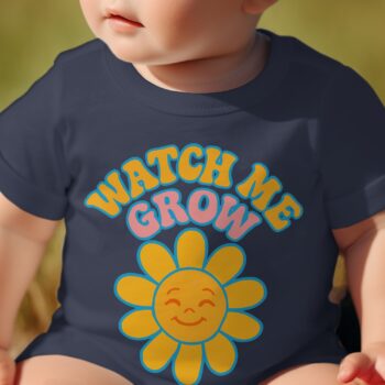 Watch Me Grow Baby T-Shirt - 12-18M, Navy product image 1
