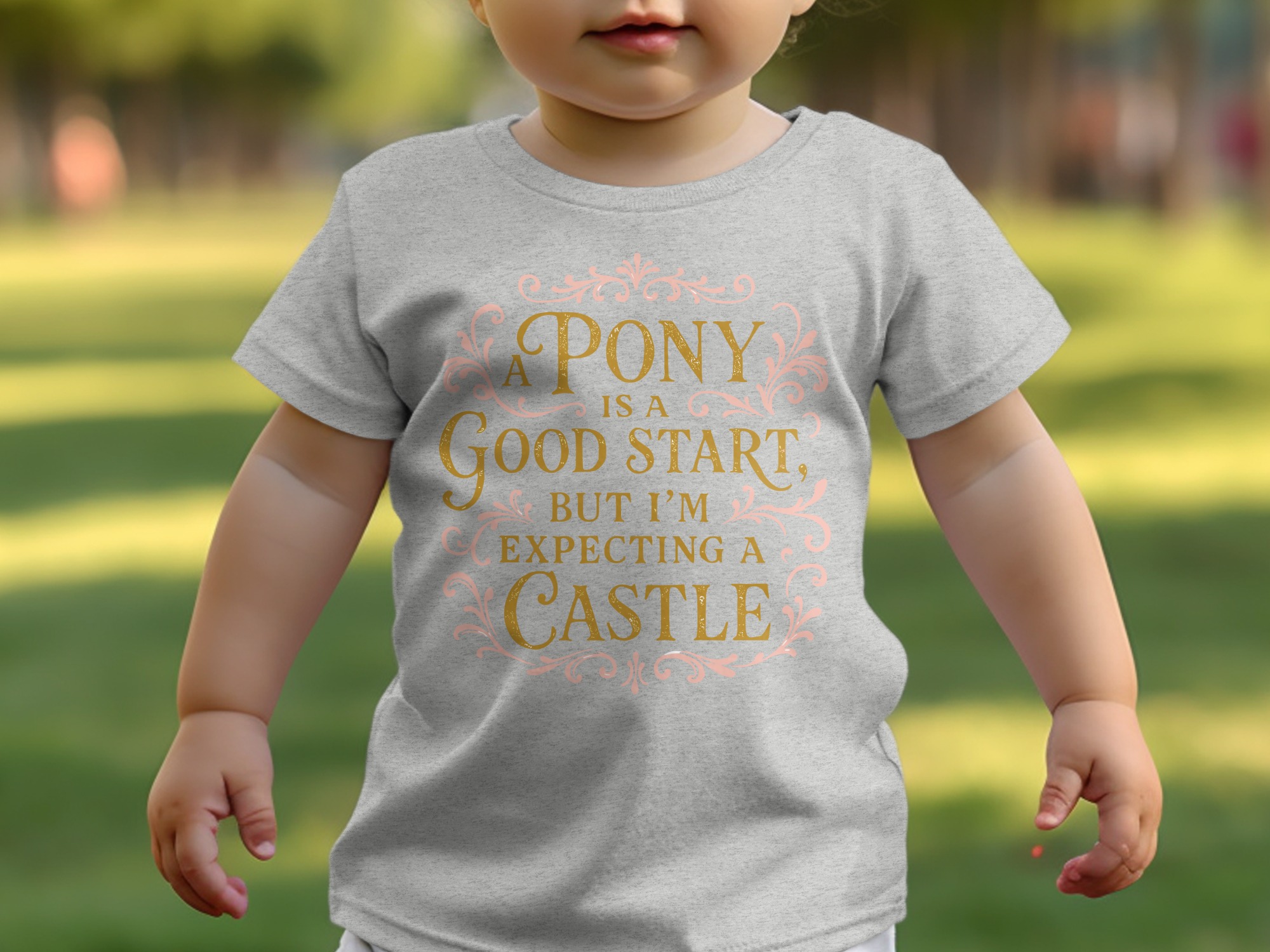 Pony & Castle Baby T-Shirt - 12-18M, Athletic Heather product image 1