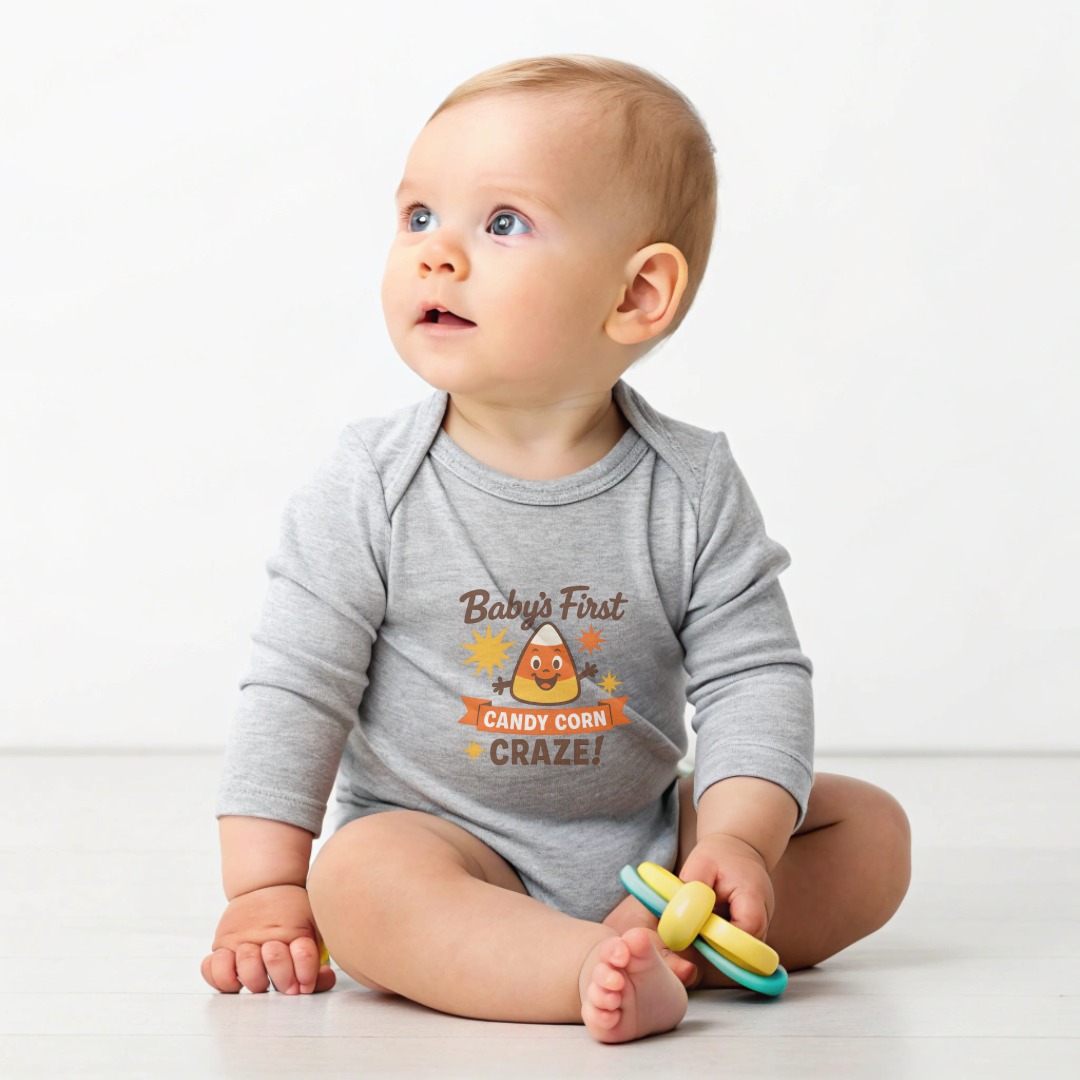 “Baby's First Candy Corn Craze Long Sleeve Bodysuits” Baby Bodysuit | Cute Baby/Toddler Shirt | Infant Onesie Sizes NB to 24M product image 2