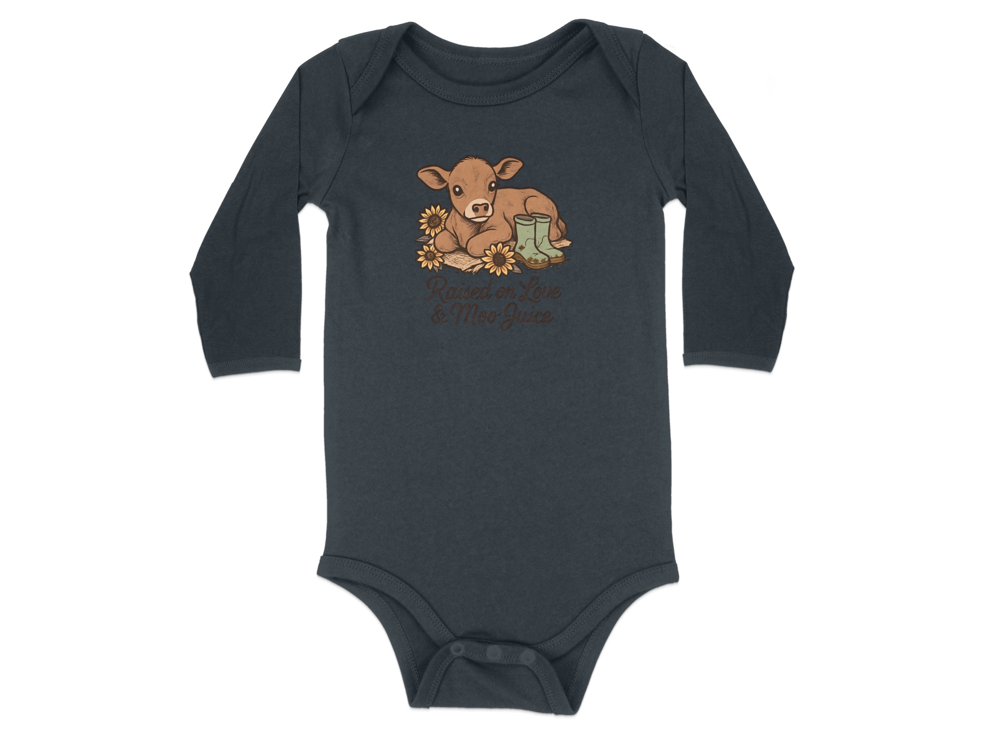 Raised on Love and Moo Juice Cute Calf Design Short and Long Sleeve Body Suit NB to 24M - Image 13