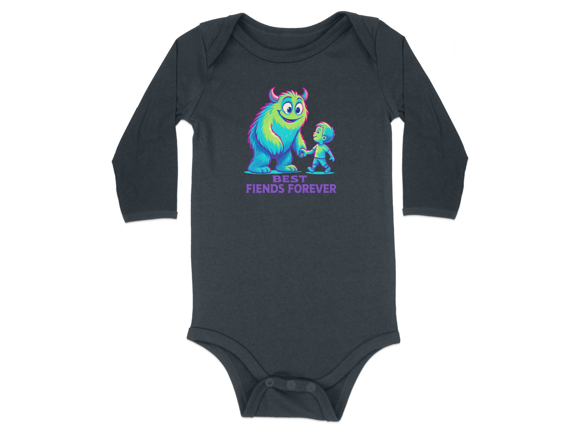 Best Fiends Forever Long Sleeve Bodysuits - 12M, Black product image 1