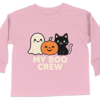 Halloween Ghost Pumpkin Cat Graphic Long Sleeve T-Shirts - 5-6T, Pink product image 1
