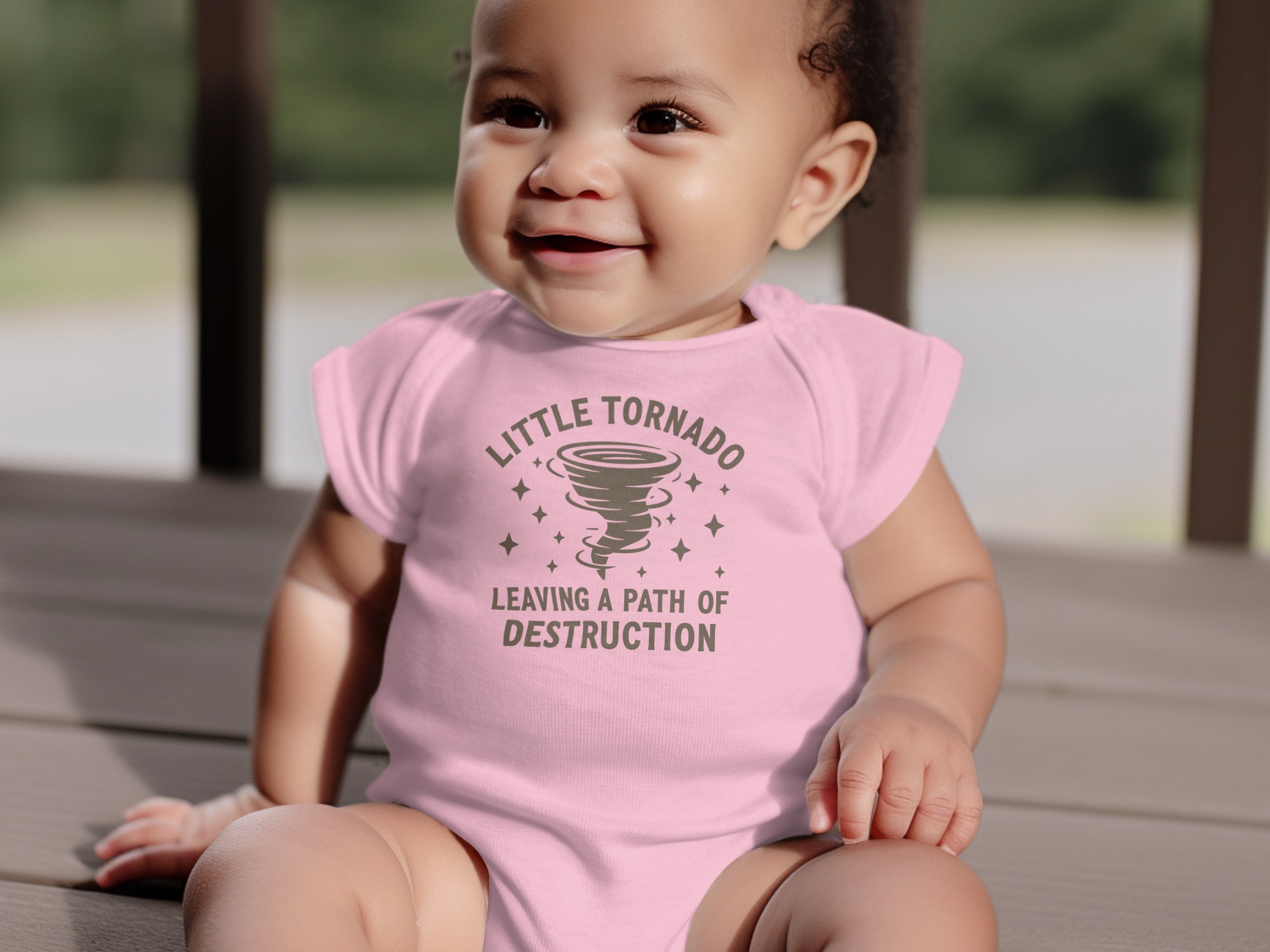 Little Tornado Baby Bodysuits Onesie - 12M, Pink product image 1