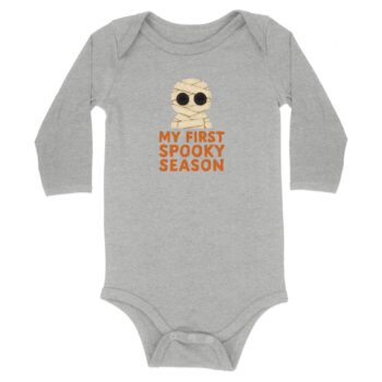 My First Spooky Season Mummy Long Sleeve Bodysuits - 12M, Heather product image 1