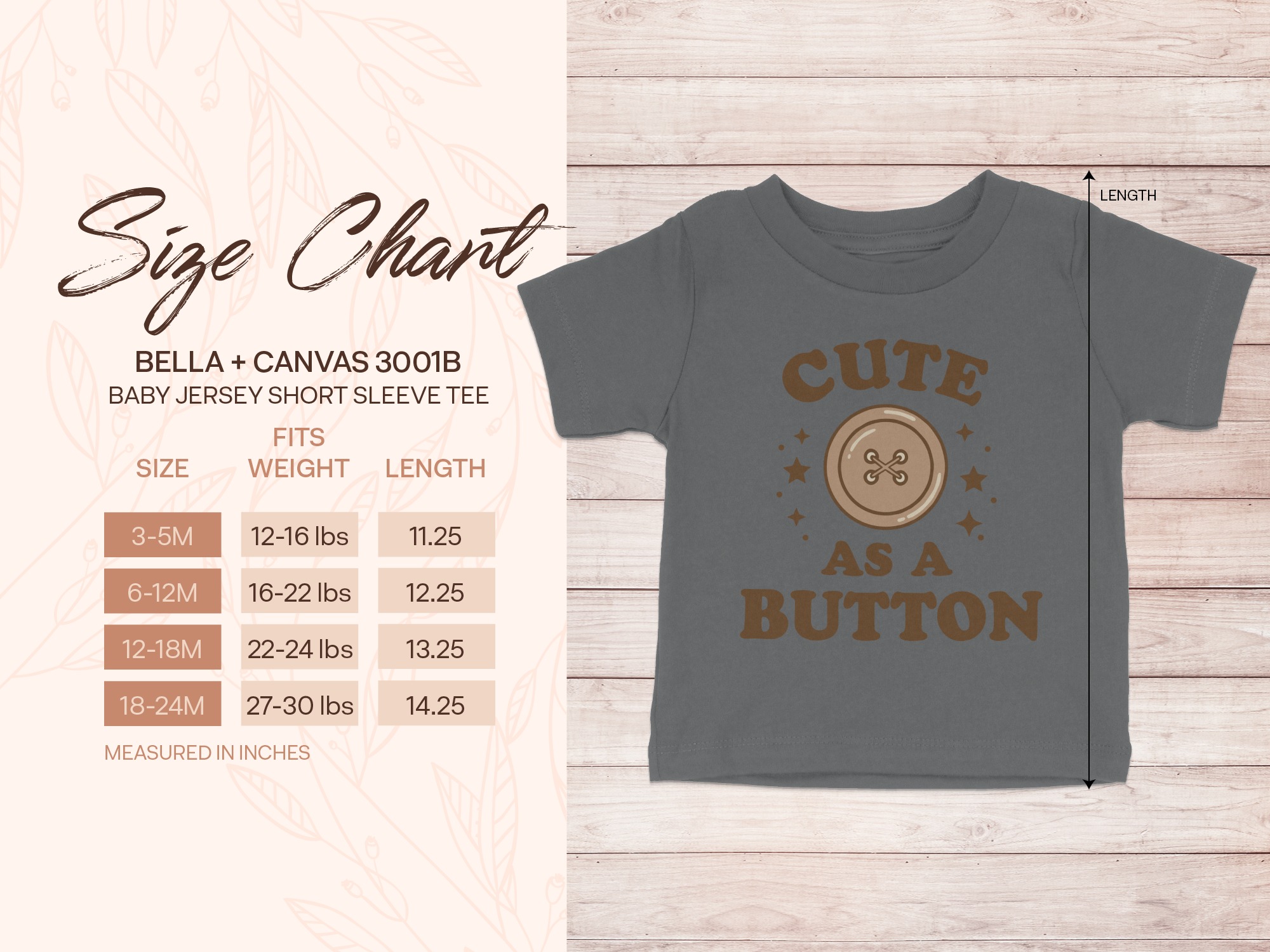 “Cute As A Button Baby T” Baby T-Shirt | Cute Baby/Toddler Shirt | Infant Tee Sizes NB to 24M product image 3