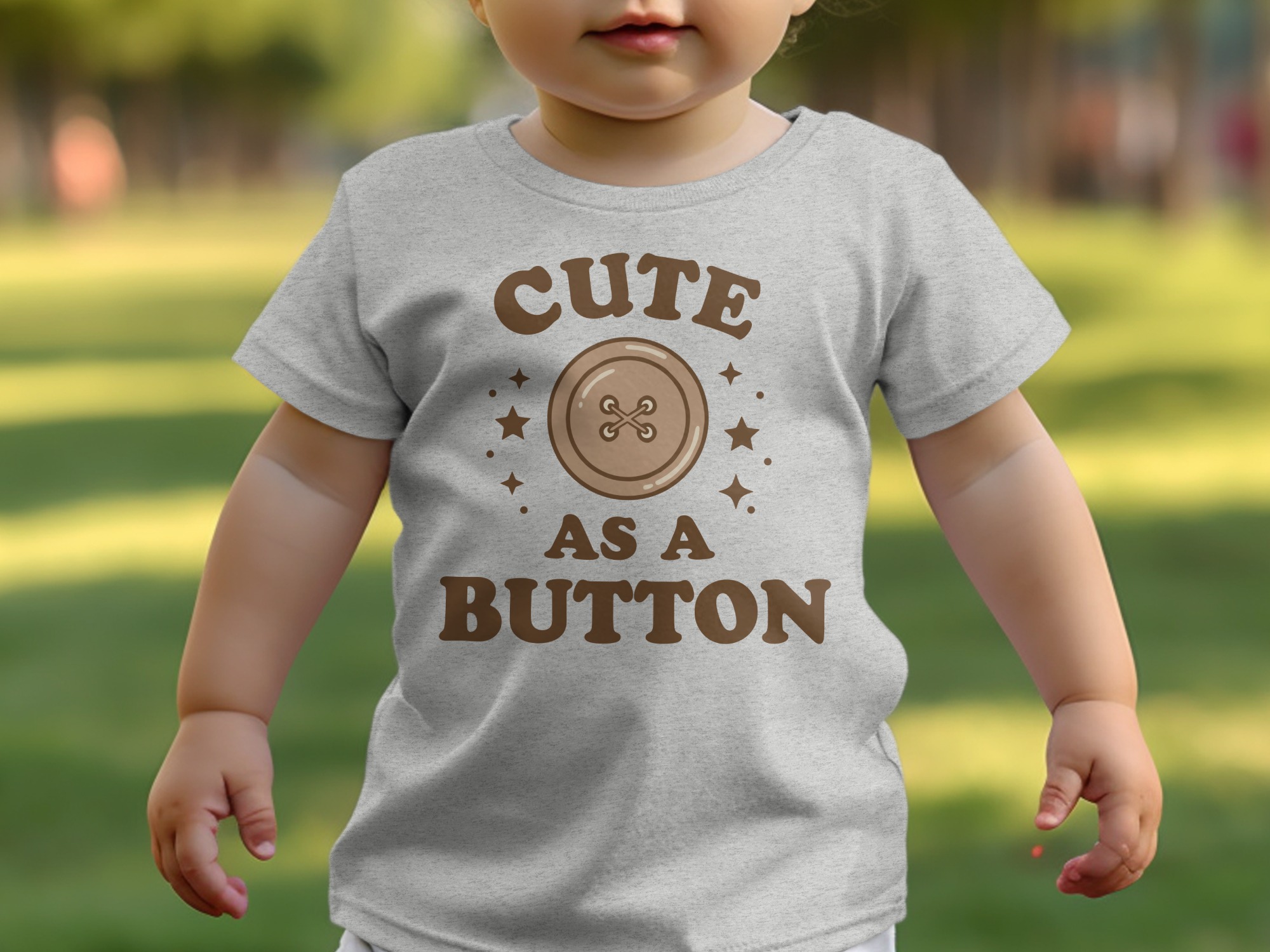 Cute As A Button Baby T-Shirt - 12-18M, Athletic Heather product image 1