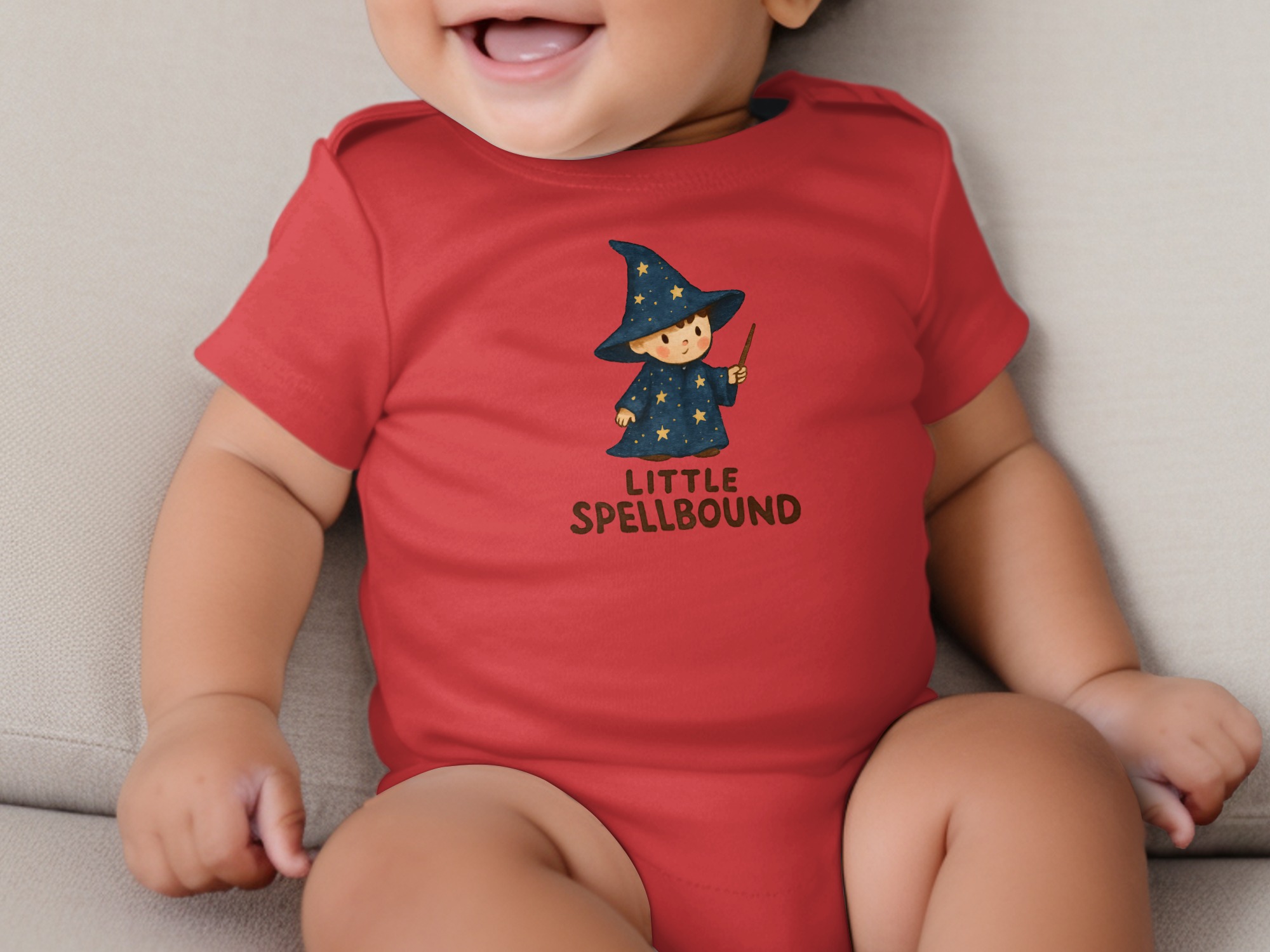 Little Spellbound Wizard Cartoon Illustration Bodysuit Short and Long Sleeve Body Suit NB to 24M - Image 8