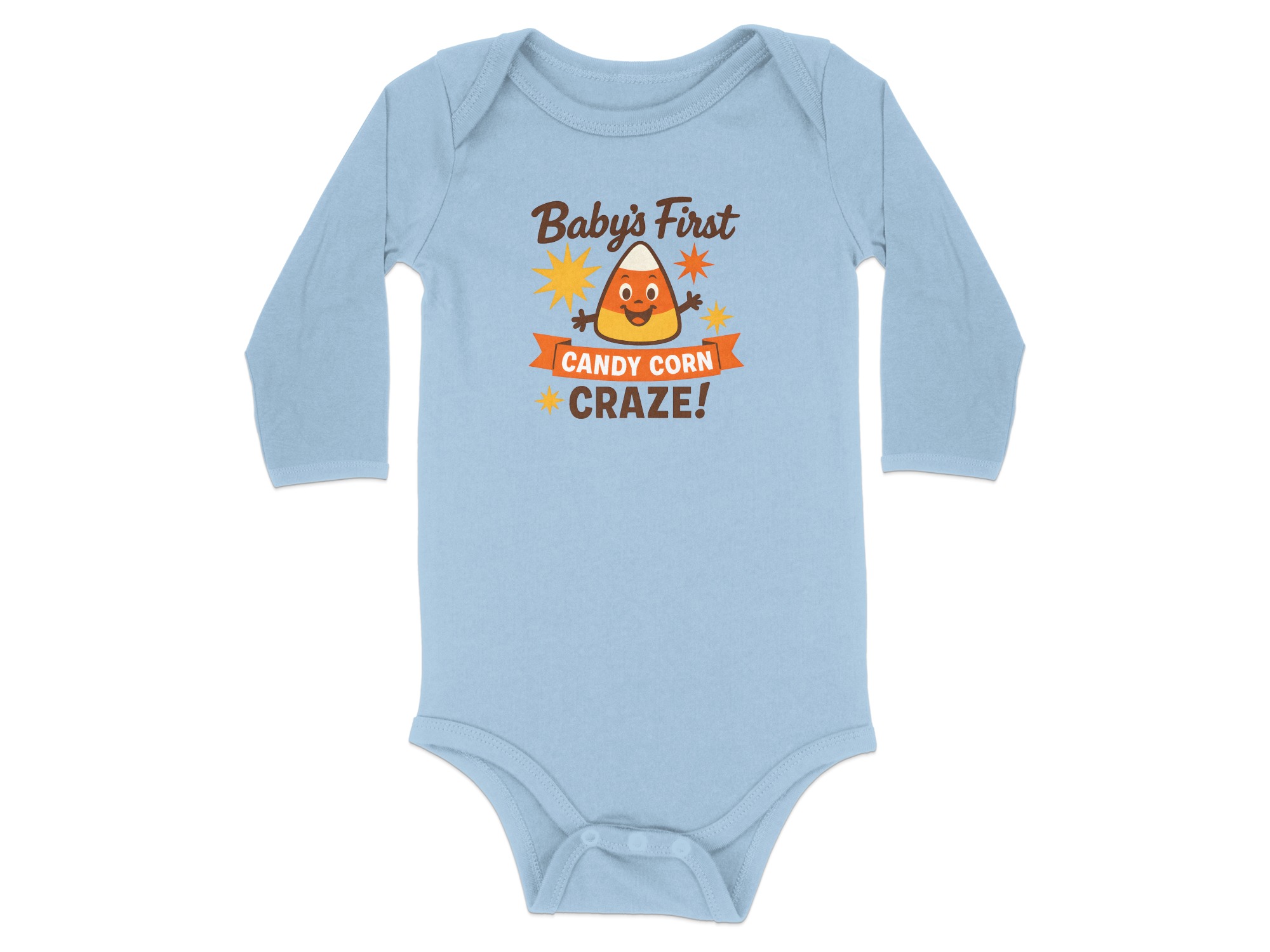 Baby's First Candy Corn Craze Long Sleeve Bodysuits - 12M, Light Blue product image 1