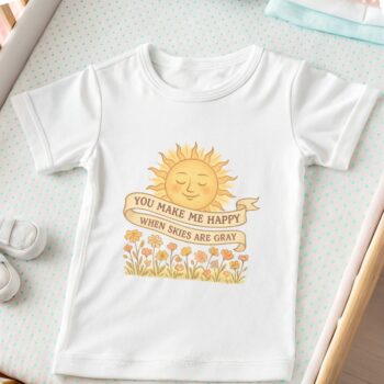 Smiling Sun with Flowers Baby T-Shirt - 12-18M, White product image 1