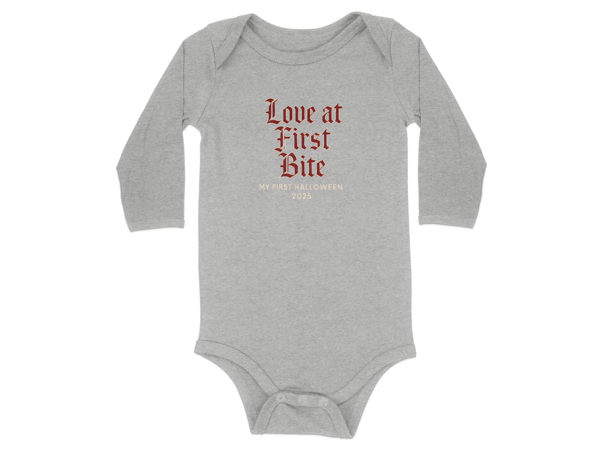 Love at First Bite My First Halloween 2025 Long Sleeve Bodysuits - 12M, Heather product image 1