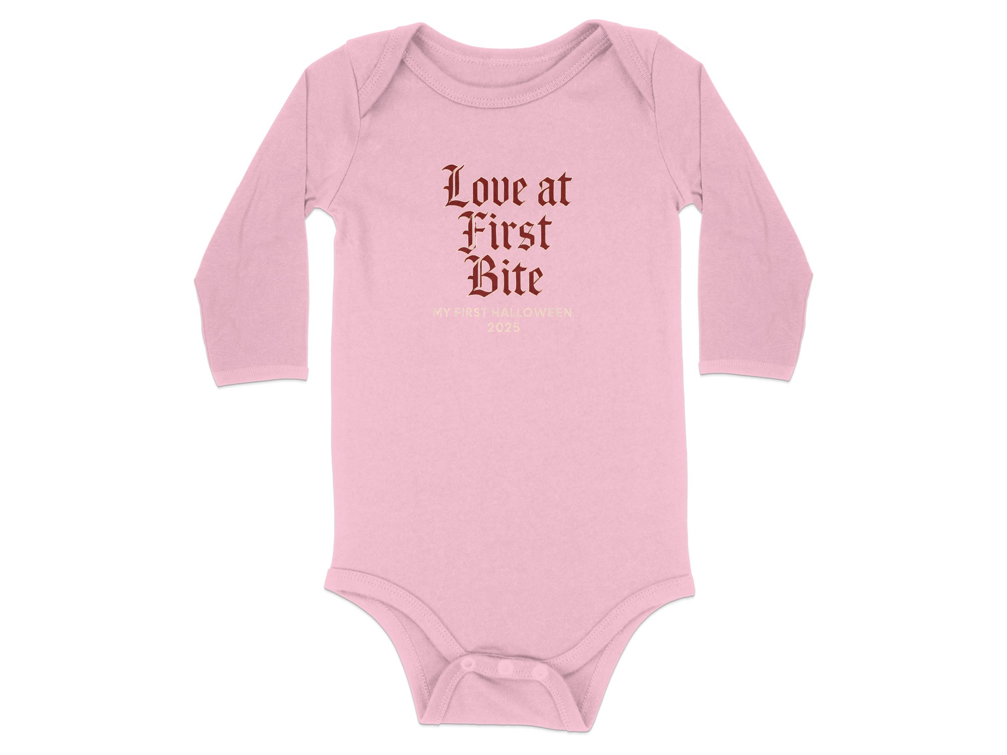 Love at First Bite My First Halloween 2025 Long Sleeve Bodysuits - 12M, Pink product image 1